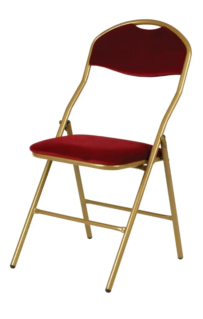 Chaise pliante Vienna armature dorée, velours bordeaux